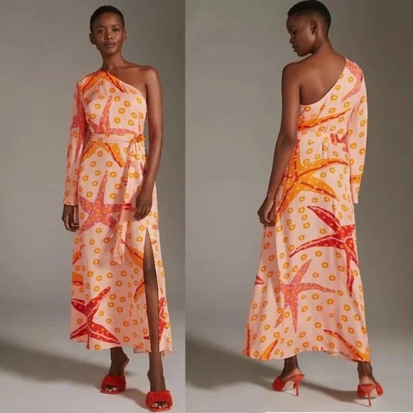 Farm Rio x Anthro,One-Shoulder,Belted,
Starfish Dress, STUNNING, GUC, Size Med - Picture 2 of 11